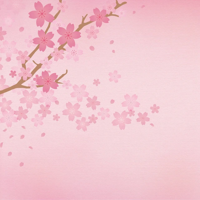 a bird sitting on a branch of a cherry tree, a picture, inspired by Katsushika Ōi, sōsaku hanga, petal pink gradient scheme, high res, handcrafted paper background, sakura bloomimg