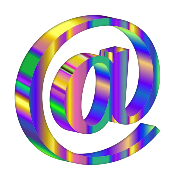 a colorful email symbol on a black background, a raytraced image, by Jon Coffelt, flickr, computer art, lisa - frank, rich iridescent specular colors, color airbrush, tie-dye