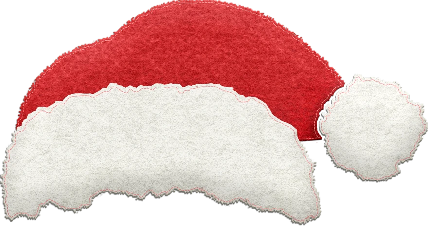 a close up of a santa hat on a black background, a digital rendering, inspired by Masamitsu Ōta, red torn fabric, wikimedia, header, high res photo