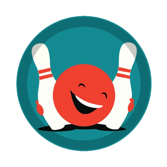 a bowling ball with two pins sticking out of it, vector art, mingei, happy toes, smooth illustration, laughing emoji, red colored