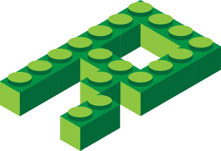 a green lego letter m on a black background, a digital rendering, inspired by Luigi Kasimir, incredible isometric screenshot, 3 d vector, f 8 apeture, brick