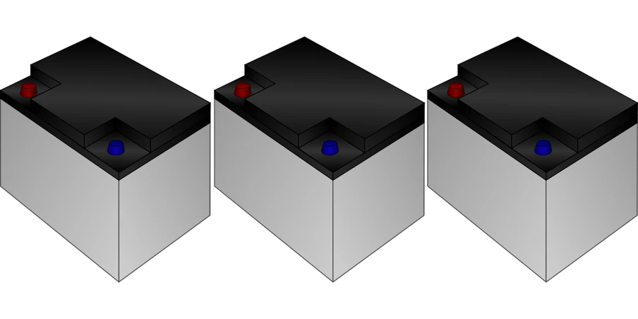 three different types of batteries on a black background, by Konrad Krzyżanowski, digital art, webdesign icon for solar carport, -step 50, drawn in microsoft paint, looking this way