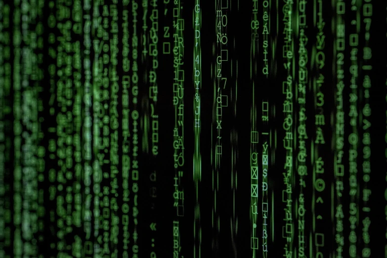 a number of green numbers on a black background, a digital rendering, pexels, ascii art, wires from the matrix movie, shot on canon camera, stacked image, computer code