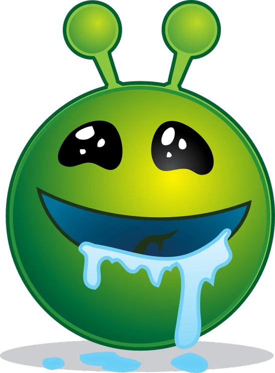 a green monster with a big smile on it's face, inspired by Kagaku Murakami, deviantart contest winner, mingei, alien planet covered in water, dripping saliva, (bee), alienware