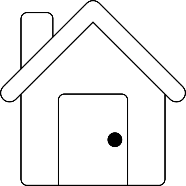 a black and white picture of a house, pixabay, clean black outlines, keyhole, color, puffy