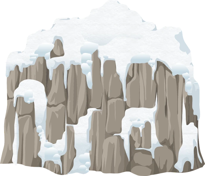 a group of animals that are standing in the snow, concept art, conceptual art, natural cave wall, materials white stone, detailed vector, uncompressed png