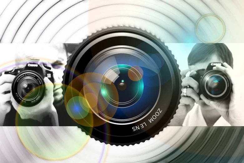 a woman taking a picture with a camera, a picture, pixabay contest winner, art photography, fisheye!!!!! lens!!!!!, 7 0 mm. digital art, gradient aperture, high speed camera
