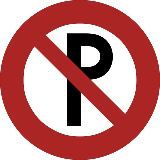 a no parking sign on a black background, by Leon Polk Smith, pixabay, purism, avenida paulista, no gradients, in australia, no artifacts