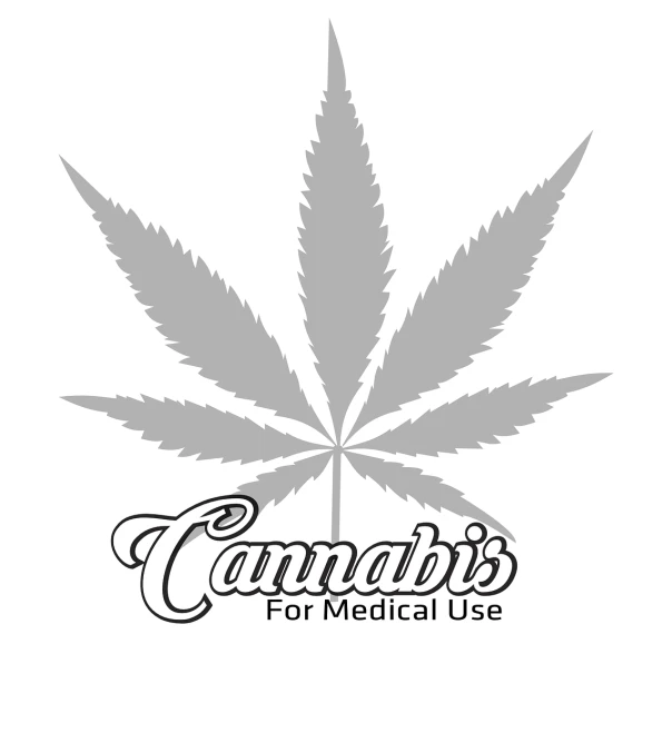 a marijuana leaf with the words cannabis for medical use, an illustration of, by Jeanna bauck, black and white logo, made in adobe illustrator, portlet photo, tape