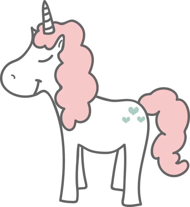 a cartoon unicorn with a pink mane, a cartoon, by Nándor Katona, pixabay, mingei, sarah andersen, ( ( emma lindstrom ) ), cutie mark, small