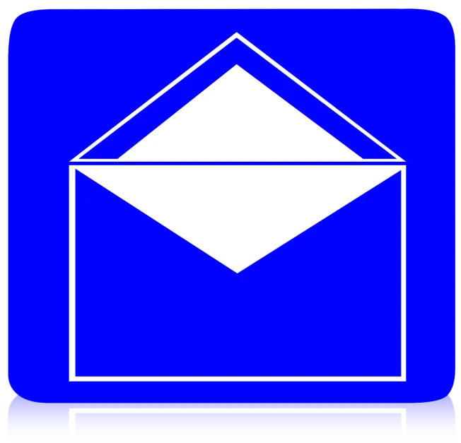 an envelope icon on a blue background, de stijl, greg rutkowski ”, clip-art, flikr, f