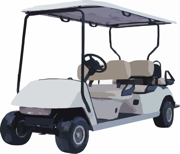 a white golf cart on a white background, by Hugh Hughes, digitally drawn, hero shot, vector, flash photo