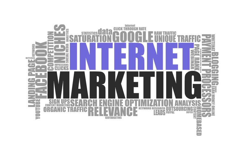 a word cloud of internet marketing related items, by Judith Gutierrez, trending on pixabay, dada, billboard image, half image, intense shading, ebay photo