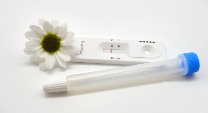 a thermometer next to a flower on a white surface, a picture, antipodeans, contracept, white ribbon, fine pen, thc