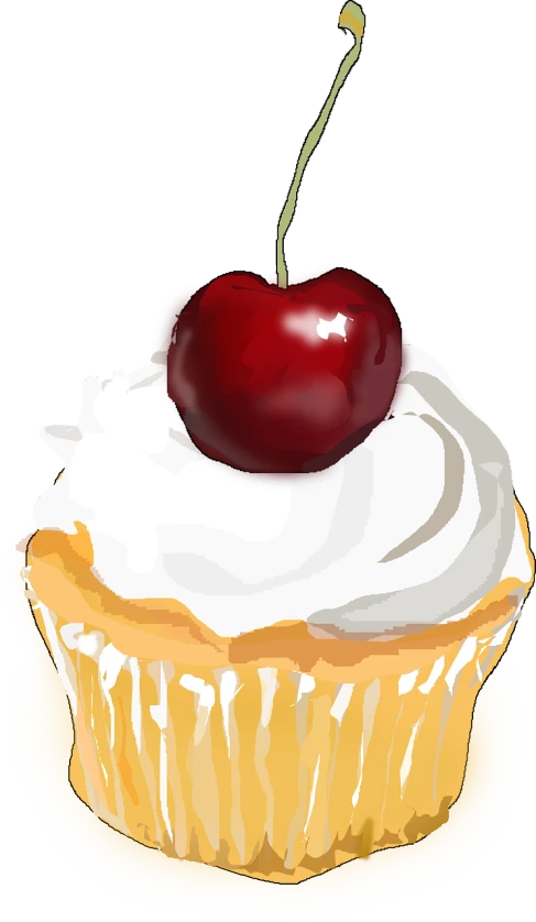 a cupcake with a cherry on top of it, by Rhea Carmi, deviantart contest winner, computer art, clear detailed view, drawn in microsoft paint, white, screen cap