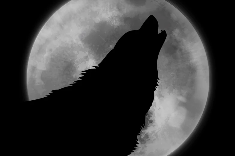 a wolf howling in front of a full moon, an illustration of, inspired by Wolf Huber, shutterstock, very sharp photo