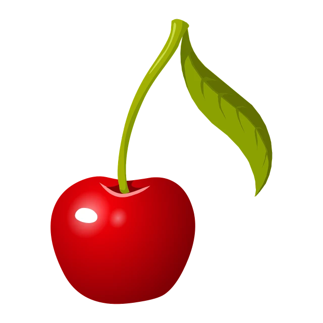 a red cherry with a green leaf sticking out of it, inspired by Masamitsu Ōta, hurufiyya, depeche mode, banana, lineless, various artists