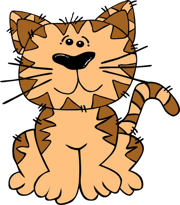 a brown and white cat sitting in front of a black background, a digital rendering, by Jim Davis, pixabay, digital art, with garfield the cartoon cat, the tiger is smiling, !!! very coherent!!! vector art, clipart