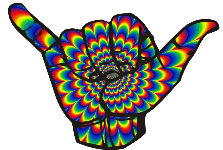 a close up of a person's hand making a peace sign, a digital rendering, inspired by Alex Grey, psychedelic art, inside the flower, diffraction, jim woodring, plasma