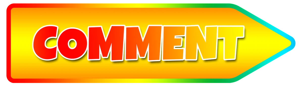 a sign with the word comment on it, by Jozef Simmler, hot summer day, game logo, banner, trimmed