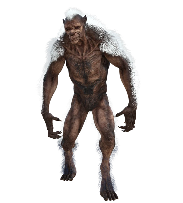 a close up of a furry creature on a black background, concept art, male emaciated, depicted as a 3 d render, full body with costume, troll