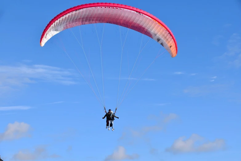 a person that is in the air with a parachute, by Niko Henrichon, pixabay, hurufiyya, afp, blue sky, flying car, wikimedia