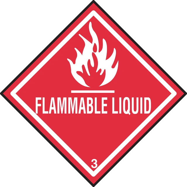 a flammable liquid sign on a white background, a picture, by Wayne England, renaissance, front label, red liquid, y 3, diamond