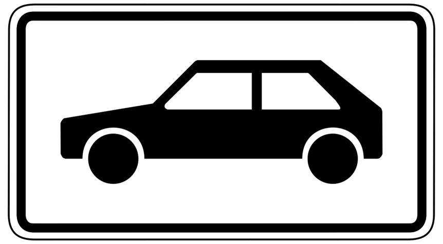 a black and white picture of a car, pixabay, traffic signs, minimalist logo without text, information, border