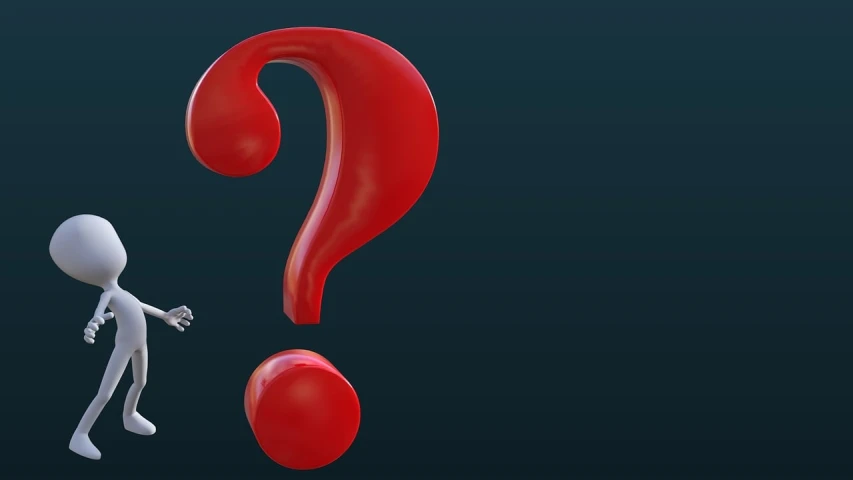 a person standing in front of a red question mark, trending on zbrush central, background image, blank background, mysterious!, banner