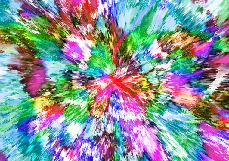 a multicolored abstract painting of a flower, a raytraced image, by Raymond Coxon, abstract illusionism, hyperspeed, ecstatic crowd, blurry and glitchy, full of colour 8-w 1024