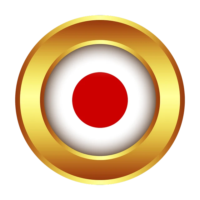 a red and white circle on a black background, inspired by Kanō Hōgai, reddit, sōsaku hanga, shiny gold, vector icon, military, camera photo