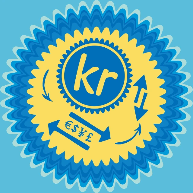 a blue and yellow logo with the letter k on it, inspired by Jürg Kreienbühl, reddit contest winner, kitsch movement, medallion, risoprint, 8khdr, readable diagram