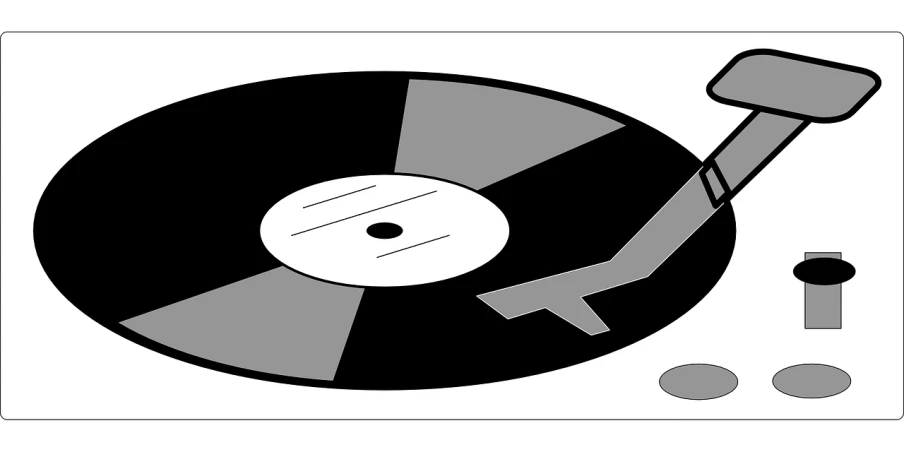 a black and white picture of a turntable, a cartoon, by Gene Davis, pixabay, soft vinyl, stems, various posed, no text!