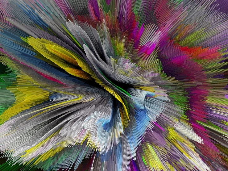 a multicolored abstract painting of a flower, a digital painting, abstract illusionism, epic 3 d abstract model, explosion of data fragments, abstract painting fabric texture, multiple brush strokes