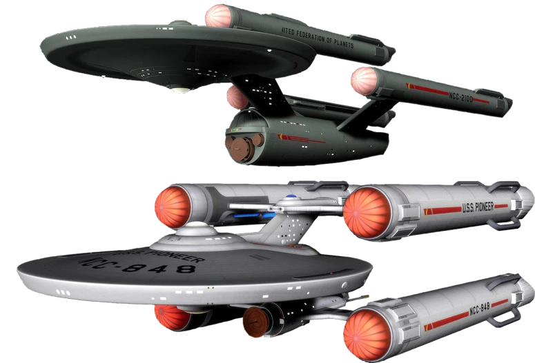 a close up of a star trek ship, by John Armleder, zbrush central contest winner, front back view and side view, 8k restored and remastered, ultra detailed”, 1961”