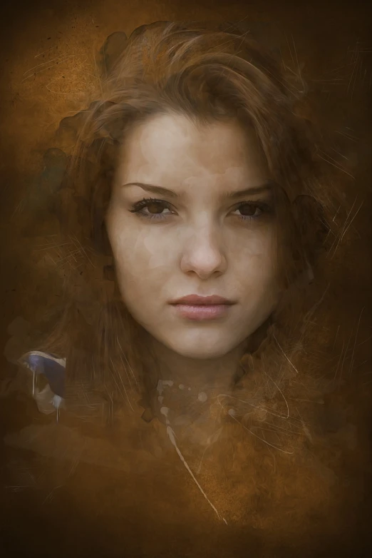 a close up of a woman with a bird on her shoulder, a digital painting, by Antoni Pitxot, flickr, digital art, portrait of barbara palvin, grungy; oil on canvas, young beautiful woman, portrait winning photograph