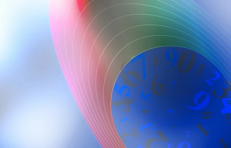 a close up of a clock on a blurry background, a digital rendering, inspired by Jan Rustem, vectorial curves, beautiful equations, high res, coloured background