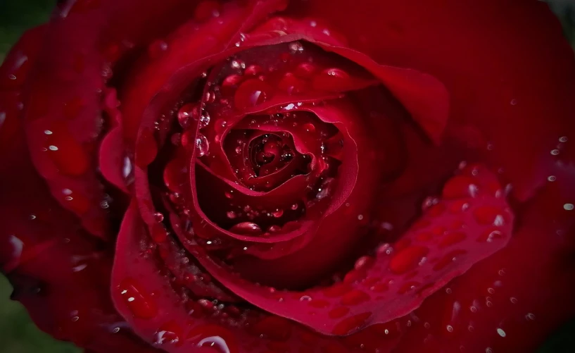 a close up of a red rose with water droplets, a photo, by Hans Schwarz, by :5 sexy: 7, terrified 👿, red liquid, very detailed ”