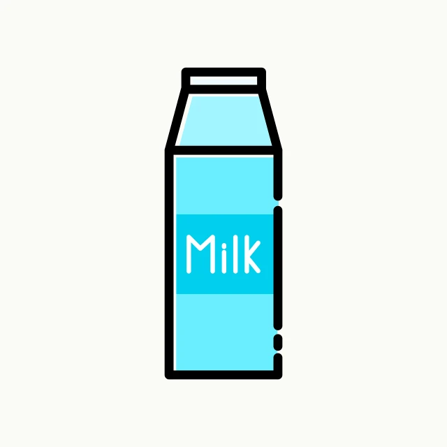 a bottle of milk on a white background, by jeonseok lee, shutterstock, minimalism, flat color and line, light blue skin, pictogram, animation