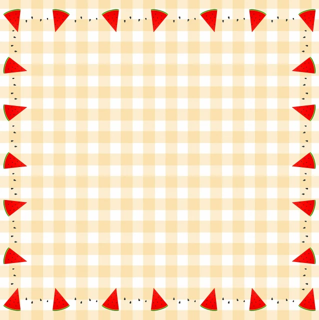 a picture of some slices of watermelon on a checkered background, a picture, by Maeda Masao, dribble, naive art, template sheet, decorative frame, red!! sand, classroom background