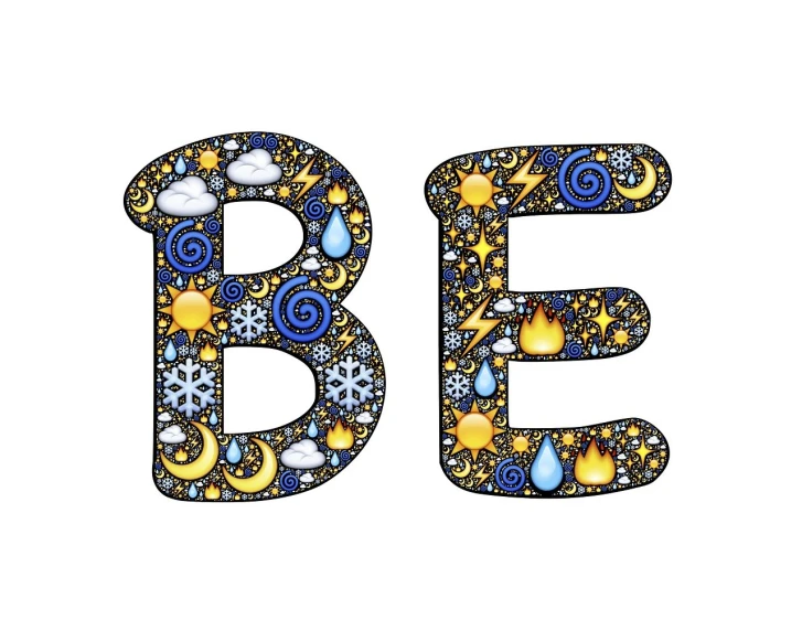 the letters b and b are decorated with snowflakes, a picture, pixabay, letterism, beautiful black blue yellow, 🪔 🎨;🌞🌄, doodle, positive energy