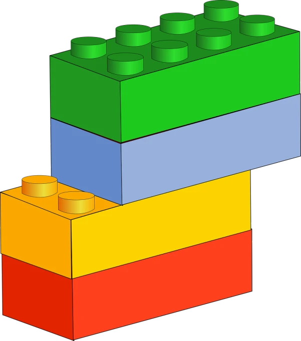 a stack of lego blocks on a black background, a raytraced image, inspired by Josef Block, colored lineart, no gradients, schematics, image