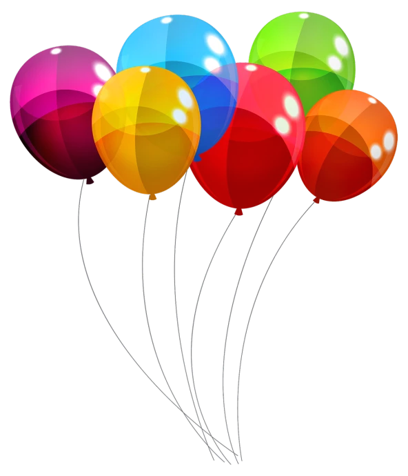 a bunch of colorful balloons floating in the air, a digital rendering, by Kiyoshi Yamashita, shutterstock, on a flat color black background, clip art, no gradients, birthday card