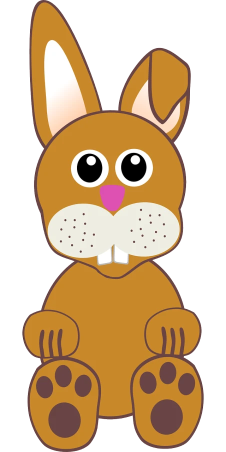 a brown bunny that is sitting down, inspired by Nyuju Stumpy Brown, pixabay, sōsaku hanga, with symmetrical head and eyes, phone photo, !!! very coherent!!! vector art, card