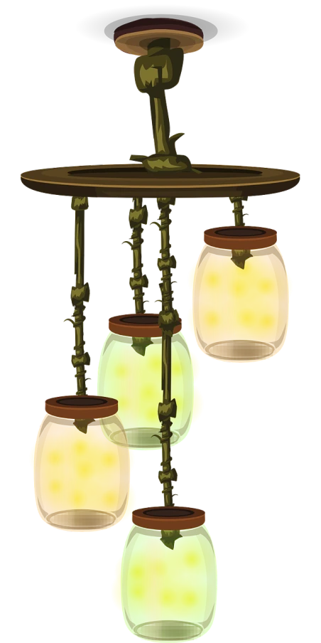 a bunch of lights hanging from a ceiling, polycount contest winner, jar of honey, no gradients, [[fantasy]], ingame image