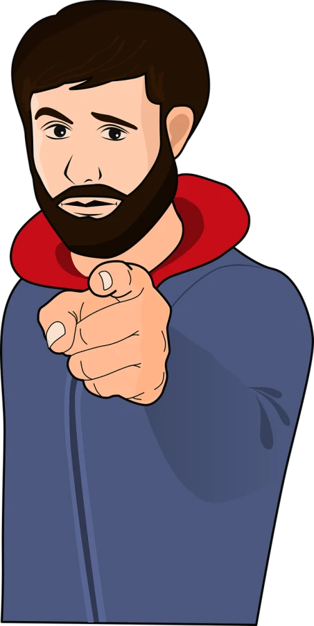 a man with a beard pointing at the camera, vector art, digital art, london gang member, colored illustration