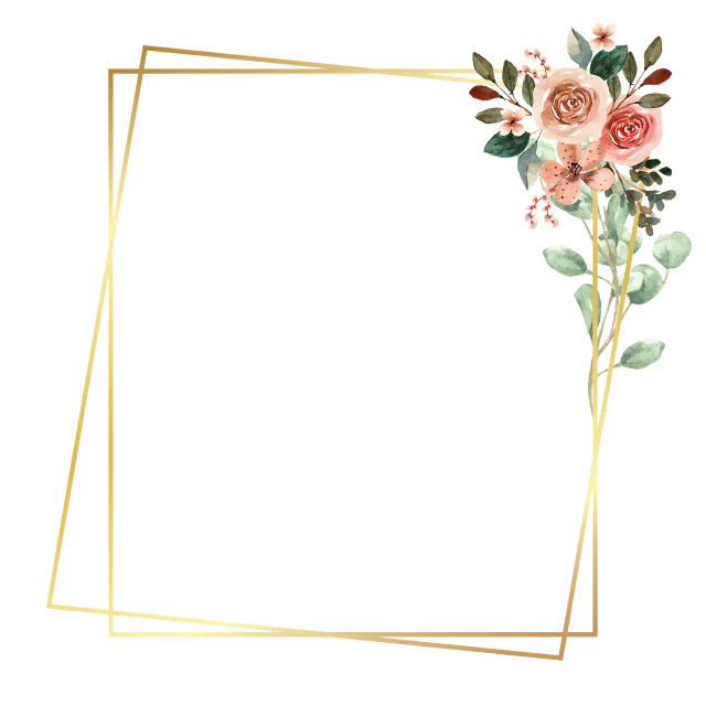 a gold frame with flowers on a black background, an album cover, by artist, shutterstock, rose gold, squared border, octa 8k, with flowers and plants