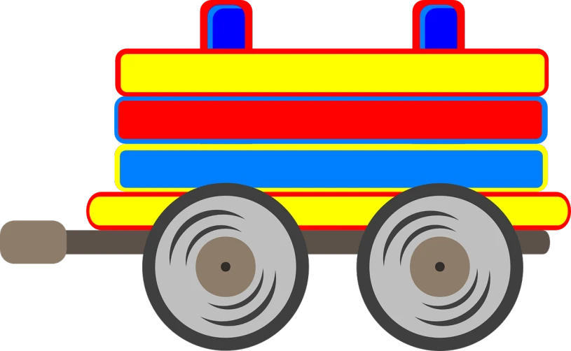 a colorful toy train on a black background, inspired by Slava Raškaj, pixabay, op art, !!! very coherent!!! vector art, red yellow blue, full body image, n-4