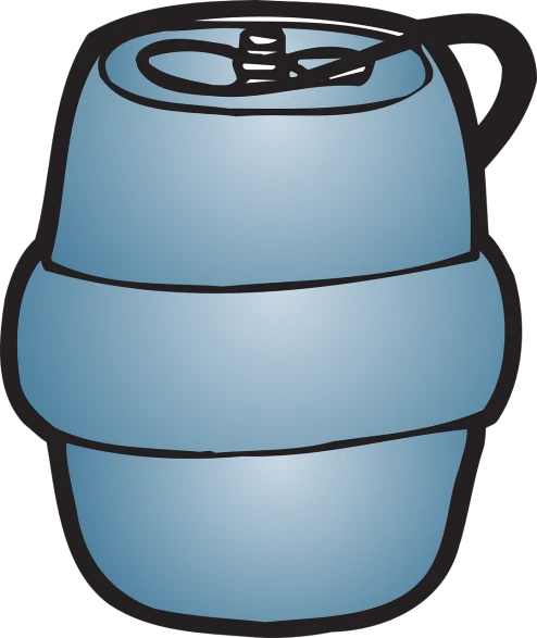 a blue keg with a black handle, a digital rendering, by Tom Carapic, colored lineart, hero shot, clipart, full length photo