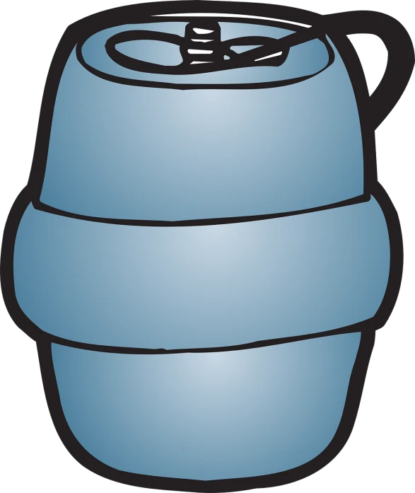 a blue keg with a black handle, a digital rendering, by Tom Carapic, colored lineart, hero shot, clipart, full length photo